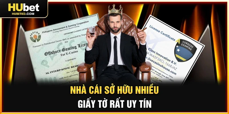 Nhà cái sở hữu nhiều giấy tờ rất uy tín 